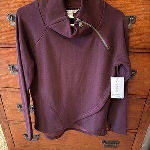 Athleta Plum Asymmetrical Zip Cowl Pullover